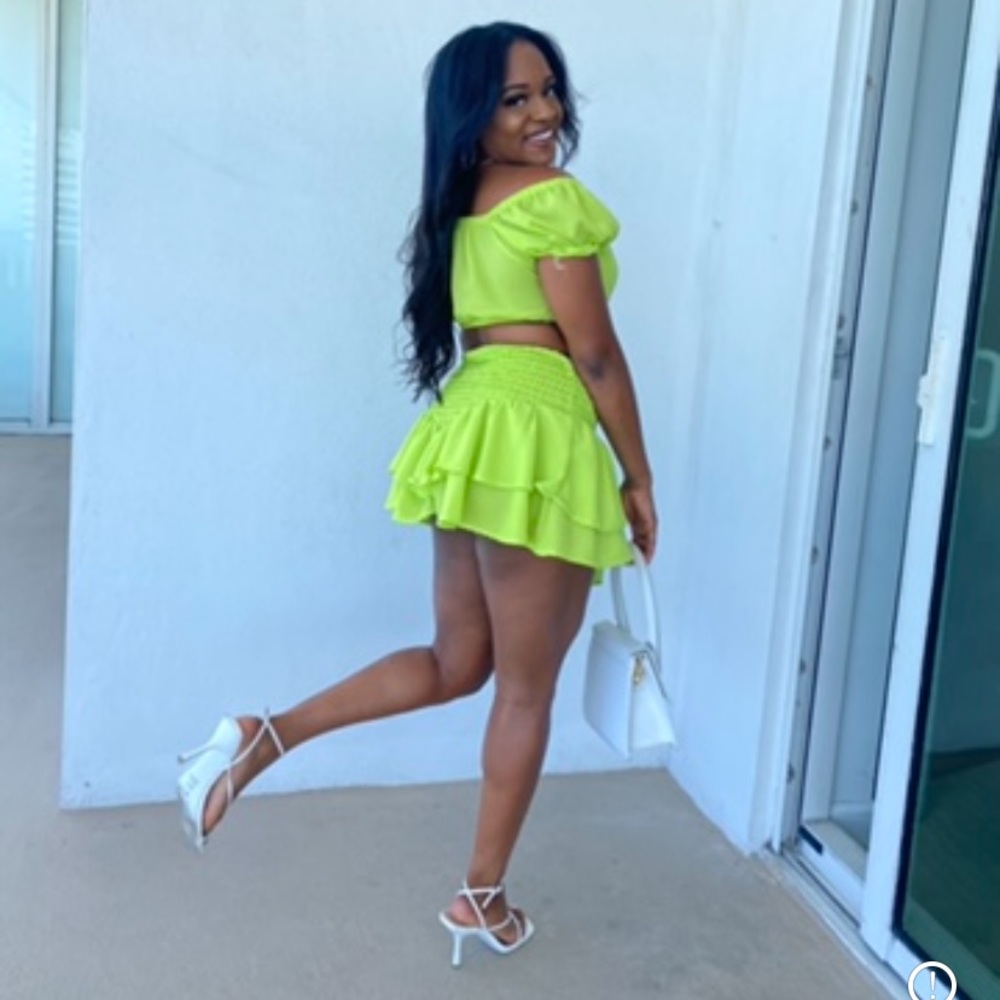 Lime Green Skirt Set